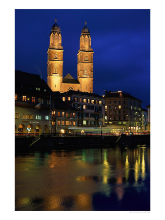 Evening, River Limmat, Zurich, Switzerland by Walter Bibikow Pricing Limited Edition Print image