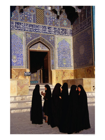 Women Wearing Full Chador Outside The Sheik Lotfollah Mosque, Esfahan, Iran by Patrick Syder Pricing Limited Edition Print image