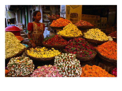 Flower Seller At The New Market., Kolkata, West Bengal, India by Greg Elms Pricing Limited Edition Print image