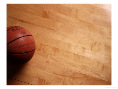 Basketball On Gymnasium Floor by Charlie Borland Pricing Limited Edition Print image