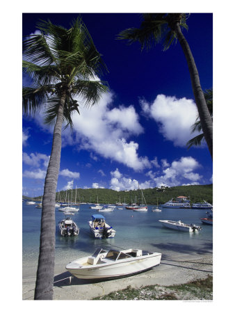 Boat On Cruz Bay, St. John by Walter Bibikow Pricing Limited Edition Print image