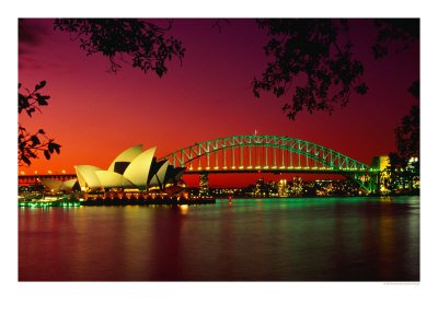 Opera House And Harbour Bridge At Sunset, From Macquaries Point, Sydney, New South Wales, Australia by Ross Barnett Pricing Limited Edition Print image