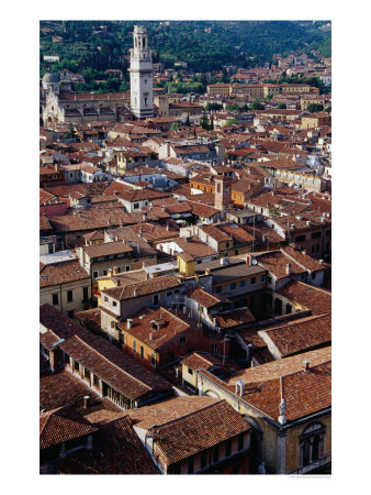 View Over Rooftops From The 12Th Century Torre Dei Lamberti, Verona, Veneto, Italy by Glenn Beanland Pricing Limited Edition Print image