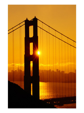 Golden Gate Bridge Silhouetted By Sun Behind, San Francisco, California, Usa by Curtis Martin Pricing Limited Edition Print image