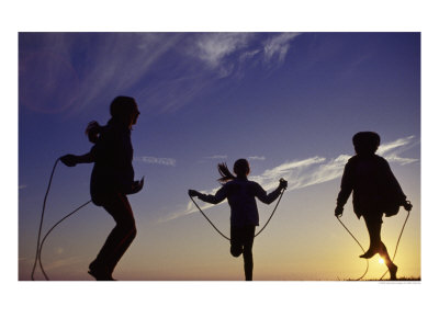 Silhouette Of Children Jump Roping by Mitch Diamond Pricing Limited Edition Print image