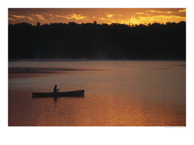Man Fishing On Lake, Quetico Provincial Park by Wiley & Wales Pricing Limited Edition Print image