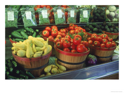 Bushels Of Tomatoes And Squash In Market by Inga Spence Pricing Limited Edition Print image