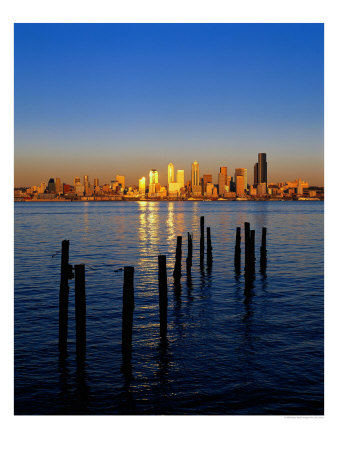 Sunset, Seattle Skyline, Elliot's Bay, Seattle, Wa by Jim Corwin Pricing Limited Edition Print image