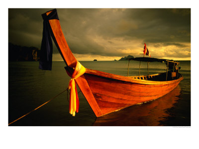 Longtail Boat With Ribbons Ao Nang, Krabi, Thailand by Glenn Beanland Pricing Limited Edition Print image