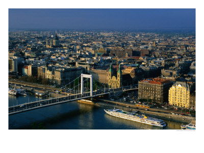 Elizabeth Bridge Crossing Danube River, With City Buildings In Background, Budapest, Hungary by Jonathan Smith Pricing Limited Edition Print image