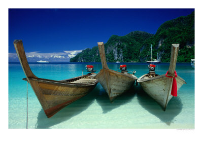Longtail Boats At Ao Lo Dalam, Ko Phi-Phi Don, Krabi, Thailand by Dallas Stribley Pricing Limited Edition Print image