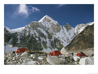 The Mount Everest Expedition Campsite On A Mountain Side Strewn With Boulders by Barry Bishop Pricing Limited Edition Print image