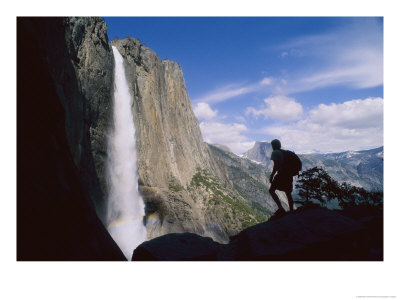 Hiker Viewing Yosemite Falls by Bill Hatcher Pricing Limited Edition Print image
