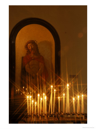 Candles Lit For An Offering, Volterra, Italy by Barry Slaven Pricing Limited Edition Print image