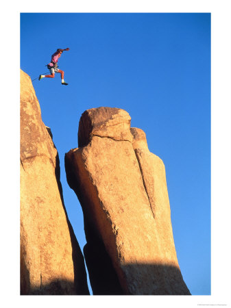 Person Jumping From Peak To Peak by Greg Epperson Pricing Limited Edition Print image