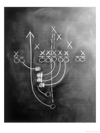 Football Play On Chalkboard by Howard Sokol Pricing Limited Edition Print image