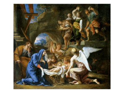 The Nativity With Angels Adoring The Christ Child by Charles Poerson Pricing Limited Edition Print image