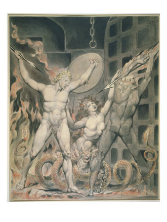 Satan, Sin, And Death: Satan Comes To The Gates Of Hell by William Blake Pricing Limited Edition Print image