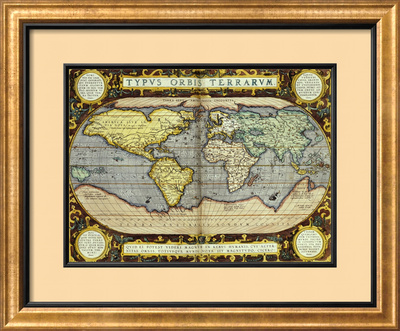 Hand Coloured Map Of The World, 1594 by Abraham Ortelius Pricing Limited Edition Print image