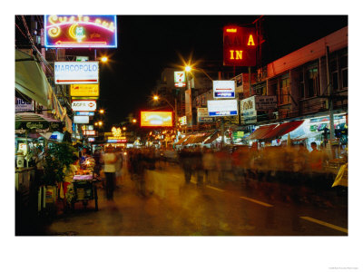 Street At Night, Thanon Khao San, Bangkok, Thailand by Ryan Fox Pricing Limited Edition Print image