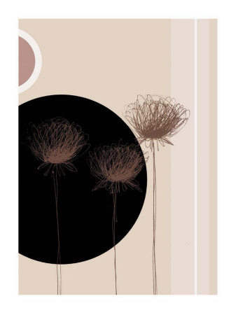 Three Dandelions On Black Circle by Jo Parry Pricing Limited Edition Print image