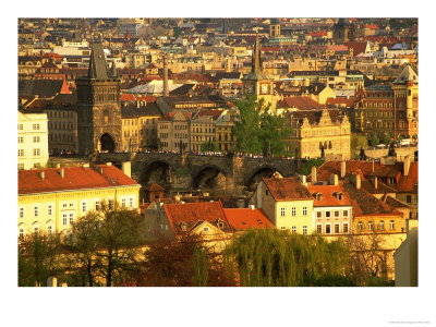 Town And Charles Bridge, Prague, Czech Republic by Peter Adams Pricing Limited Edition Print image