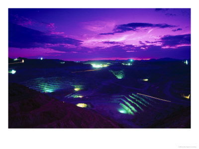 Open-Pit Mining Site At Copper Mine At Night, Nm by Lonnie Duka Pricing Limited Edition Print image