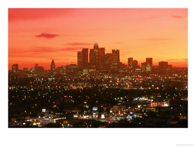 Aerial View Of Los Angeles At Night, Ca by Ted Wilcox Pricing Limited Edition Print image