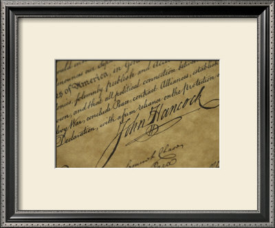 A Close View Of John Hancocks Signature On A Reproduction Of The Declaration Of Independence by Todd Gipstein Pricing Limited Edition Print image