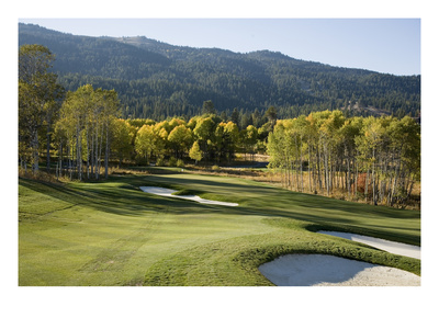 Osprey Meadows Golf Course, Hole 16, Payette River Mountains by Stephen Szurlej Pricing Limited Edition Print image