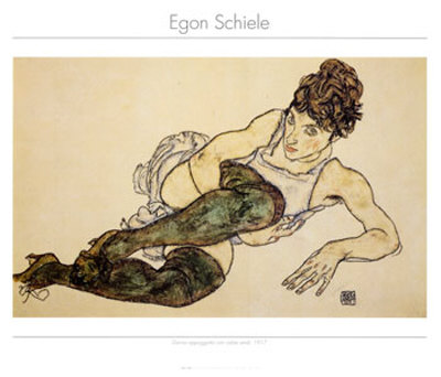 Reclining Woman With Green Stockings, 1917 by Egon Schiele Pricing Limited Edition Print image