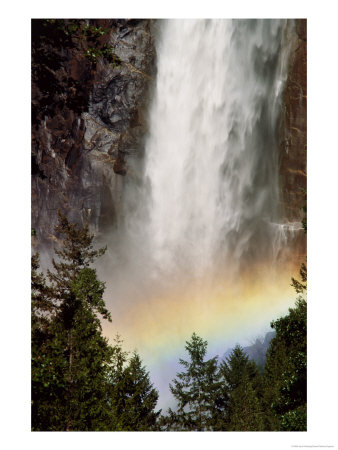 Bridalveil Falls Thunders Into A Pool, Yosemite National Park, California, Usa by Jerry Ginsberg Pricing Limited Edition Print image