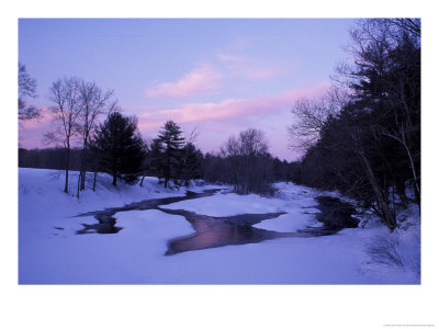 Winter From Bridge On Lee-Hook Road, Wild And Scenic River, New Hampshire, Usa by Jerry & Marcy Monkman Pricing Limited Edition Print image