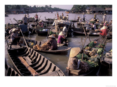Floating Market On Mekong River, Mekong Delta, Vietnam by Keren Su Pricing Limited Edition Print image