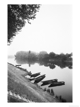 Boats Along The River Vienne, Tourain, France by Walter Bibikow Pricing Limited Edition Print image