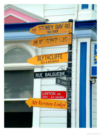 Street Signs, Akaroa Peninsula, New Zealand by William Sutton Pricing Limited Edition Print image