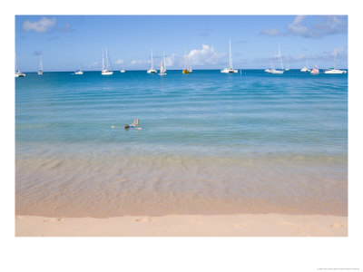 Woman Swimming Off Reduit Beach, St. Lucia, Caribbean by Jerry & Marcy Monkman Pricing Limited Edition Print image