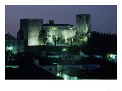 Historic Castle With Crenellated Walls At Night, Portugal by John & Lisa Merrill Pricing Limited Edition Print image