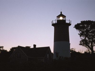 Silhouetted Nauset Lighthouse At Twilight by Darlyne A. Murawski Pricing Limited Edition Print image