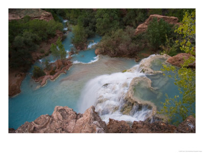 A Blue Waterfall Wets The Arid Landscape Of The Grand Canyonl by Taylor S. Kennedy Pricing Limited Edition Print image