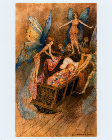 Fairies At The Cradle by Warwick Goble Pricing Limited Edition Print image