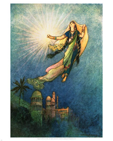 She Took Up The Jewel In Her Hand by Warwick Goble Pricing Limited Edition Print image