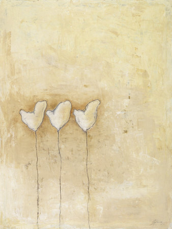 Arriere-Plan Beige Avec Trois Fleurs by Claudia Doucet Pricing Limited Edition Print image
