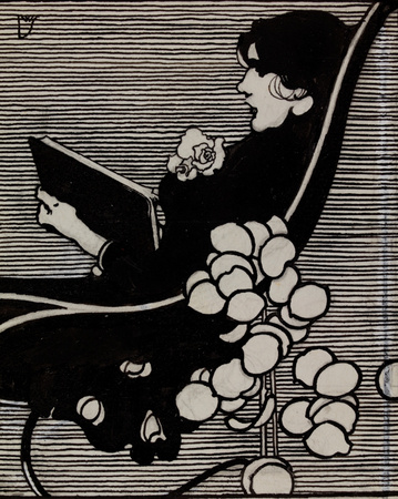 Bookplate Of A Woman Reading by Joseph Simpson Pricing Limited Edition Print image