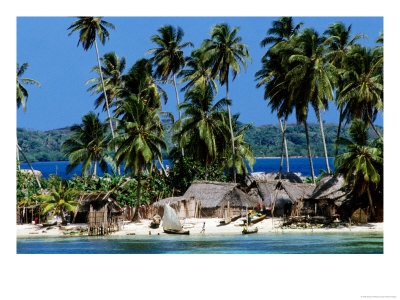 Tropical Island Village On Beach, Panama by Wayne Walton Pricing Limited Edition Print image