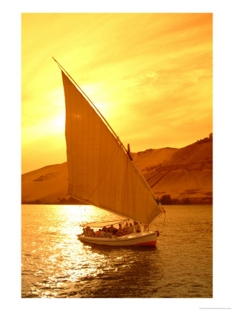 A Felucca Cruises On The Nile River At Sunset by Richard Nowitz Pricing Limited Edition Print image