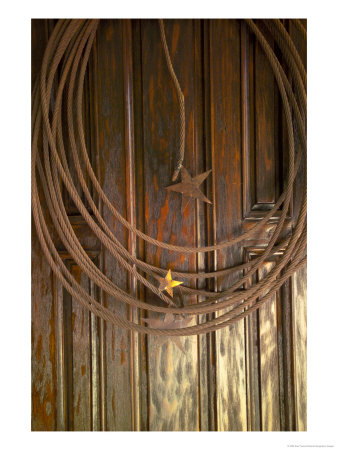Steel Wires And Stars On A Wooden Door by Raul Touzon Pricing Limited Edition Print image