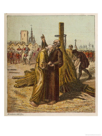 During The Reign Of Mary I Bishops Ridley And Latimer Are Burnt At The Stake In Oxford by Joseph Kronheim Pricing Limited Edition Print image