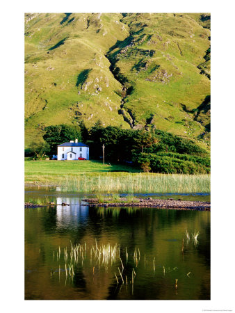 Benbaun Mountain And House Beside Kylemore Lake, Connemara National Park, Connemara, Ireland by Richard Cummins Pricing Limited Edition Print image