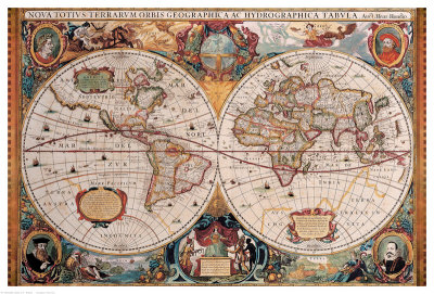 Antique Map, Geographica, C.1630 by Henricus Hondius Pricing Limited Edition Print image